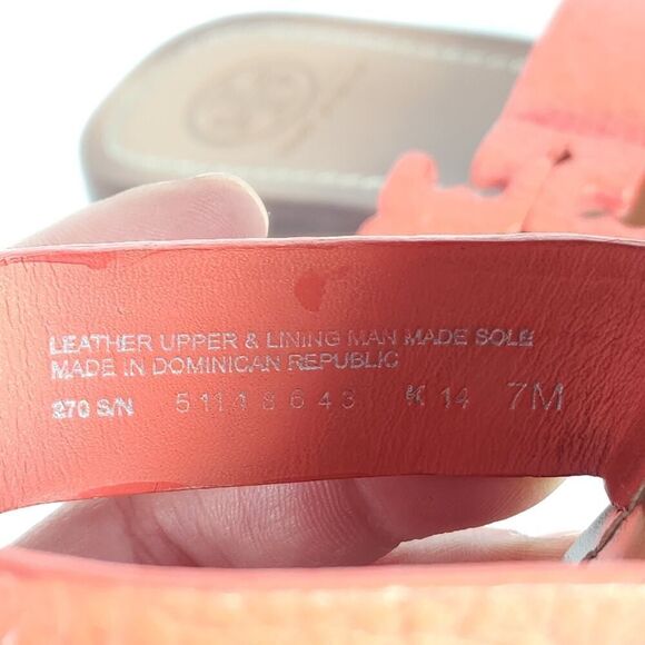 Tory Burch Women's Moore US 7M Corral Leather Slip On Flat Thong Sandals Shoes - Picture 14 of 16